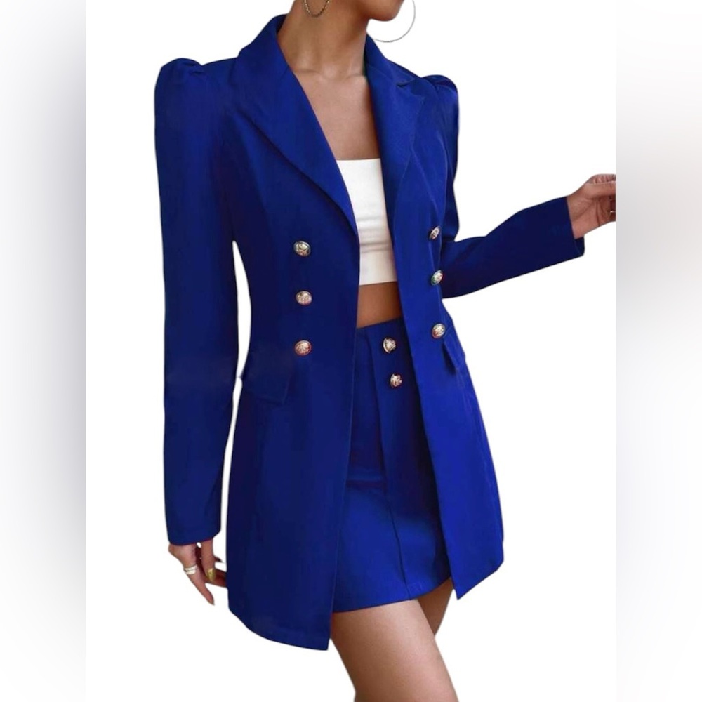Elegant Blue Double-Breasted Blazer